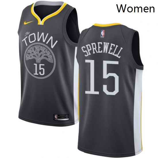 Womens Nike Golden State Warriors 15 Latrell Sprewell Swingman Black Alternate NBA Jersey Statement Edition